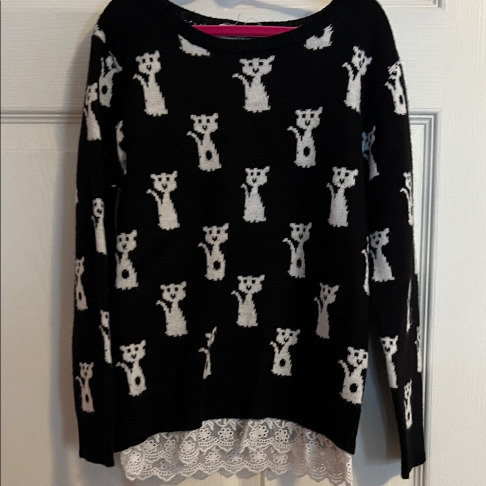 Self Esteem Black and White Cat Sweater
